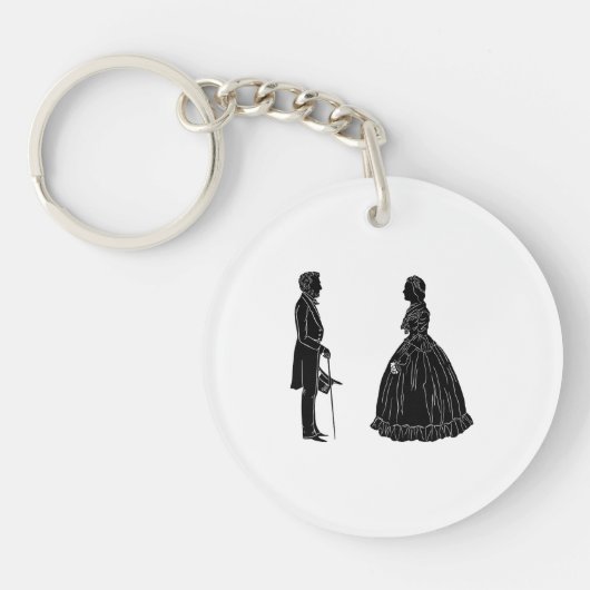 abraham lincoln mary todd lincoln silhouet sleutelhanger (Voorkant)