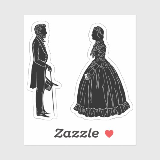 abraham lincoln mary todd lincoln silhouet sticker (Vel)