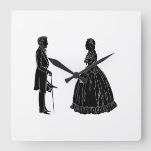 abraham lincoln mary todd lincoln silhouet vierkante klok