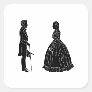 abraham lincoln mary todd lincoln silhouet vierkante sticker