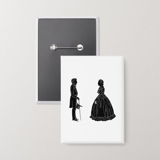 Abraham Lincoln Mary Todd Lincoln Silhouette Button (Voorkant / Achterkant)