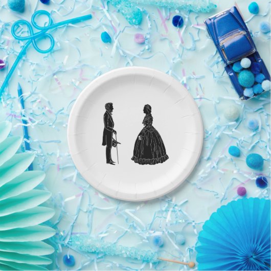 Abraham Lincoln Mary Todd Lincoln Silhouette Papieren Bordje (Feest)