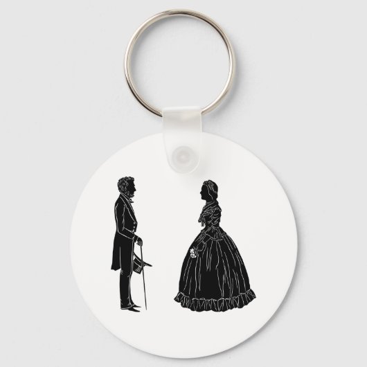 Abraham Lincoln Mary Todd Lincoln Silhouette Sleutelhanger (Voorkant)