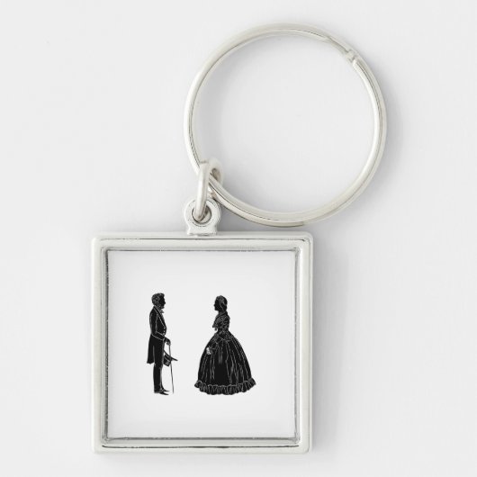 Abraham Lincoln Mary Todd Lincoln Silhouette Sleutelhanger (Voorkant)