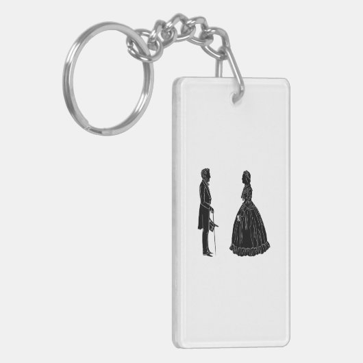 Abraham Lincoln Mary Todd Lincoln Silhouette Sleutelhanger (Voorkant Links)