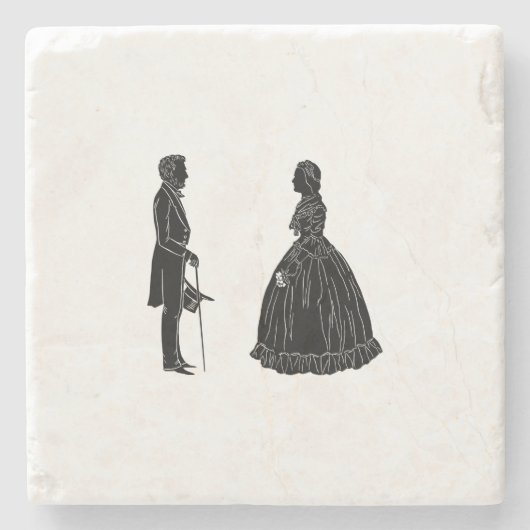 Abraham Lincoln Mary Todd Lincoln Silhouette Stenen Onderzetter (Voorkant)