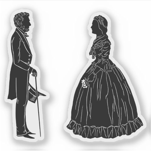Abraham Lincoln Mary Todd Lincoln Silhouette Sticker (Voorkant)