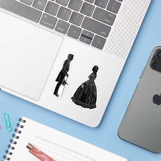 Abraham Lincoln Mary Todd Lincoln Silhouette Sticker (Laptop met iPhone)