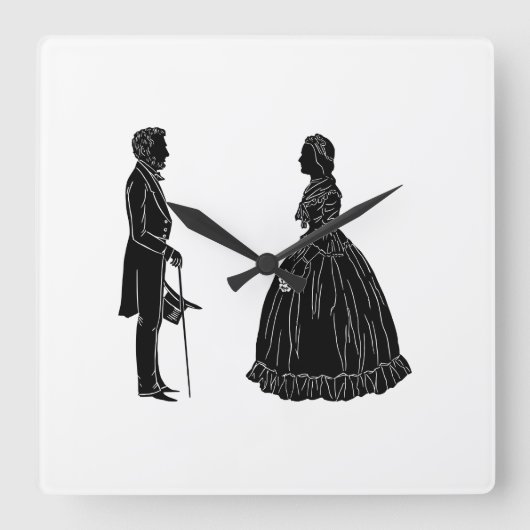 Abraham Lincoln Mary Todd Lincoln Silhouette Vierkante Klok (Voorkant)