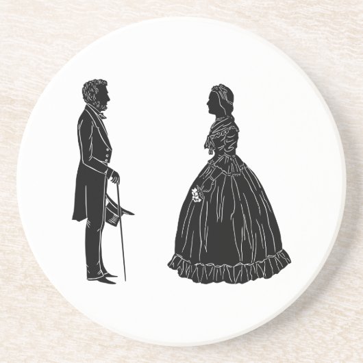 Abraham Lincoln Mary Todd Lincoln Silhouette Zandsteen Onderzetter (Voorkant)