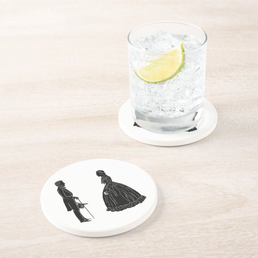 Abraham Lincoln Mary Todd Lincoln Silhouette Zandsteen Onderzetter (Zijkant)