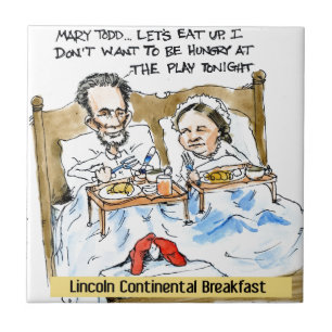 Abraham Lincoln & Mary Todd Ontbijt in Bed Tegeltje
