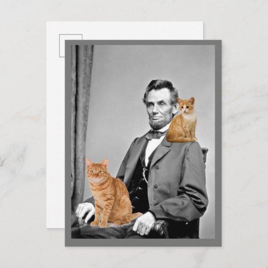 Abraham Lincoln met katten Briefkaarten (Voorkant / Achterkant)