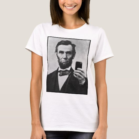 Abraham Lincoln met mobiele telefoon T-shirt (Voorkant)