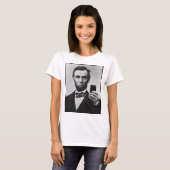 Abraham Lincoln met mobiele telefoon T-shirt (Voorkant volledig)