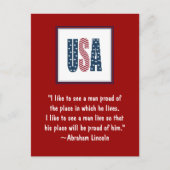 Abraham Lincoln National Pride Quote Briefkaart (Voorkant)