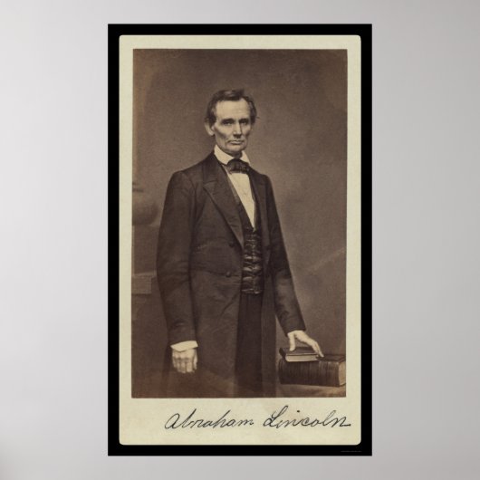 Abraham Lincoln Ondertekende Kaart 1860 Poster (Voorkant)