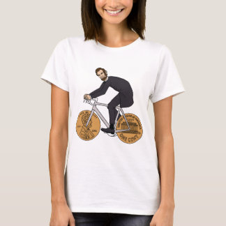 Abraham Lincoln op een bike met Penny Wheels T-shirt