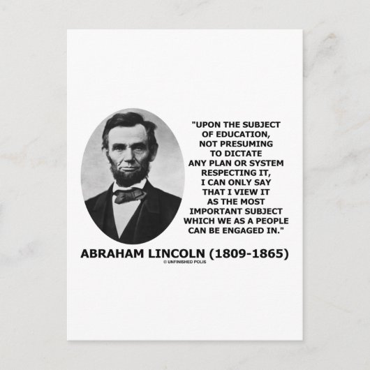 Abraham Lincoln over onderwijs Briefkaart (Voorkant)