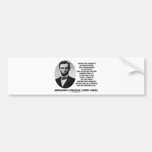 Abraham Lincoln over onderwijs Bumpersticker (Voorkant)