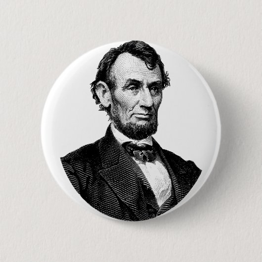 ABRAHAM LINCOLN PIN BACK BADGE RONDE BUTTON 5,7 CM (Voorkant)