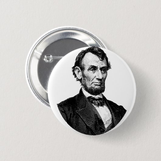 ABRAHAM LINCOLN PIN BACK BADGE RONDE BUTTON 5,7 CM (Voorkant /achterkant)