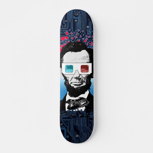 Abraham Lincoln Pop Art Tech Circuit Street Design Persoonlijk Skateboard (Voorkant)
