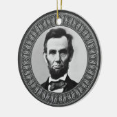 Abraham Lincoln Portrait and Quote - dubbelzijdig Keramisch Ornament (Links)