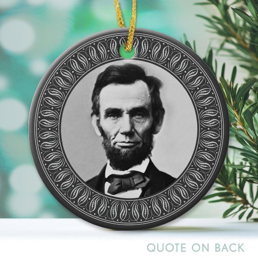 Abraham Lincoln Portrait and Quote - dubbelzijdig Keramisch Ornament