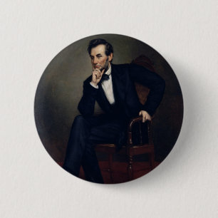 Abraham Lincoln Portret door George Healy Ronde Button 5,7 Cm