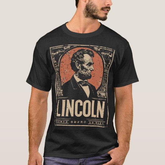 Abraham Lincoln President Portret Ontwerp T-shirt (Voorkant)