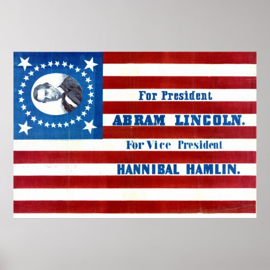 Abraham Lincoln Presidentiële Campagne Vlag 1860 Poster (Voorkant)