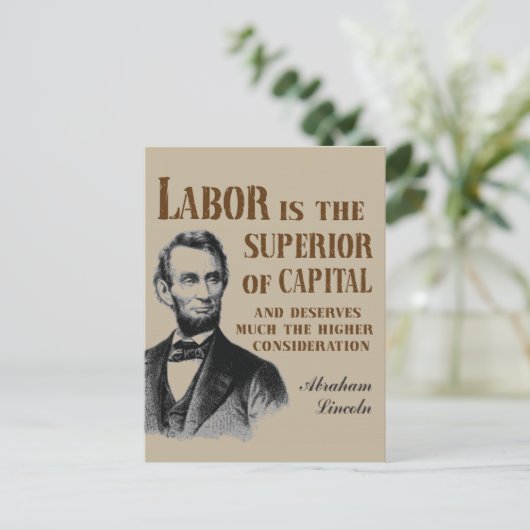Abraham Lincoln Pro Labor Quote Briefkaart (Staand voorkant)