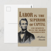 Abraham Lincoln Pro Labor Quote Briefkaart (Voorkant / Achterkant)