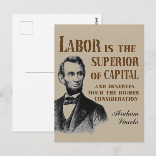 Abraham Lincoln Pro Labor Quote Briefkaart (Voorkant / Achterkant)