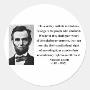 Abraham Lincoln Quote 9b Ronde Sticker