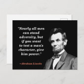 Abraham Lincoln Quote on Character Briefkaart (Voorkant / Achterkant)