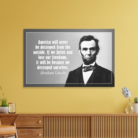 Abraham Lincoln Quote over Amerika Canvas Afdruk (Insitu (Woonkamer))