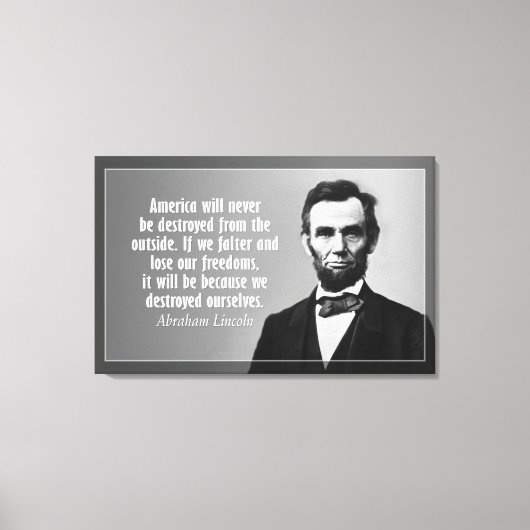 Abraham Lincoln Quote over Amerika Canvas Afdruk (Voorkant)