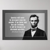 Abraham Lincoln Quote over Amerika Poster (Voorkant)