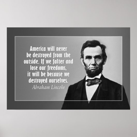 Abraham Lincoln Quote over Amerika Poster (Voorkant)