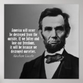 Abraham Lincoln Quote over vrijheid Poster (Voorkant)