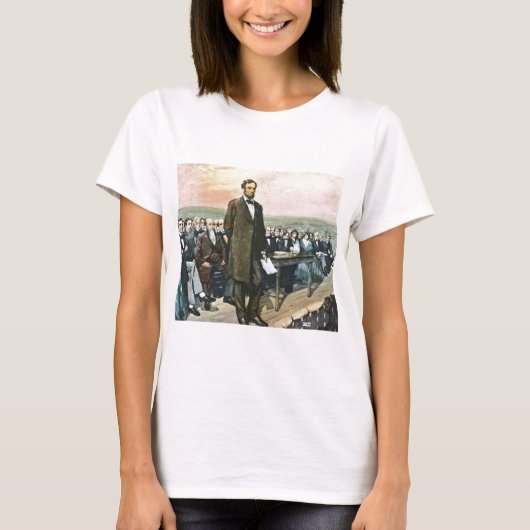 Abraham Lincoln Recites the Gettysburg Address Vin T-shirt (Voorkant)