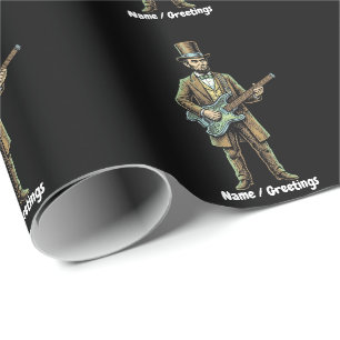 Abraham Lincoln Rockende Koploze Gitaar Houtblok  Cadeaupapier