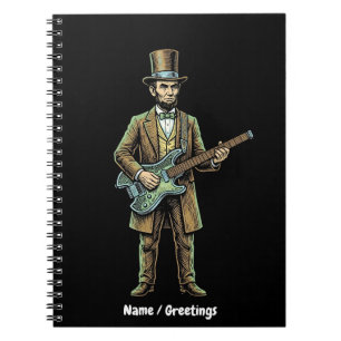 Abraham Lincoln Rockende Koploze Gitaar Houtblok Notitieboek