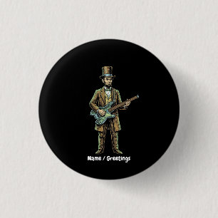Abraham Lincoln Rockende Koploze Gitaar Houtblok Ronde Button 3,2 Cm
