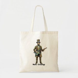 Abraham Lincoln Rockende Koploze Gitaar Houtblok  Tote Bag