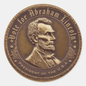 Abraham Lincoln Ronde Sticker (Voorkant)