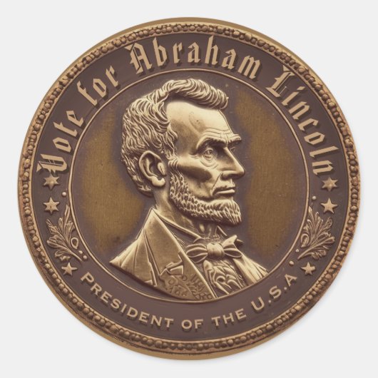 Abraham Lincoln Ronde Sticker (Voorkant)