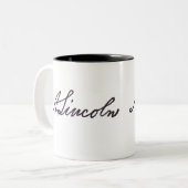 Abraham Lincoln Signature Tweekleurige Koffiemok (Voorkant links)